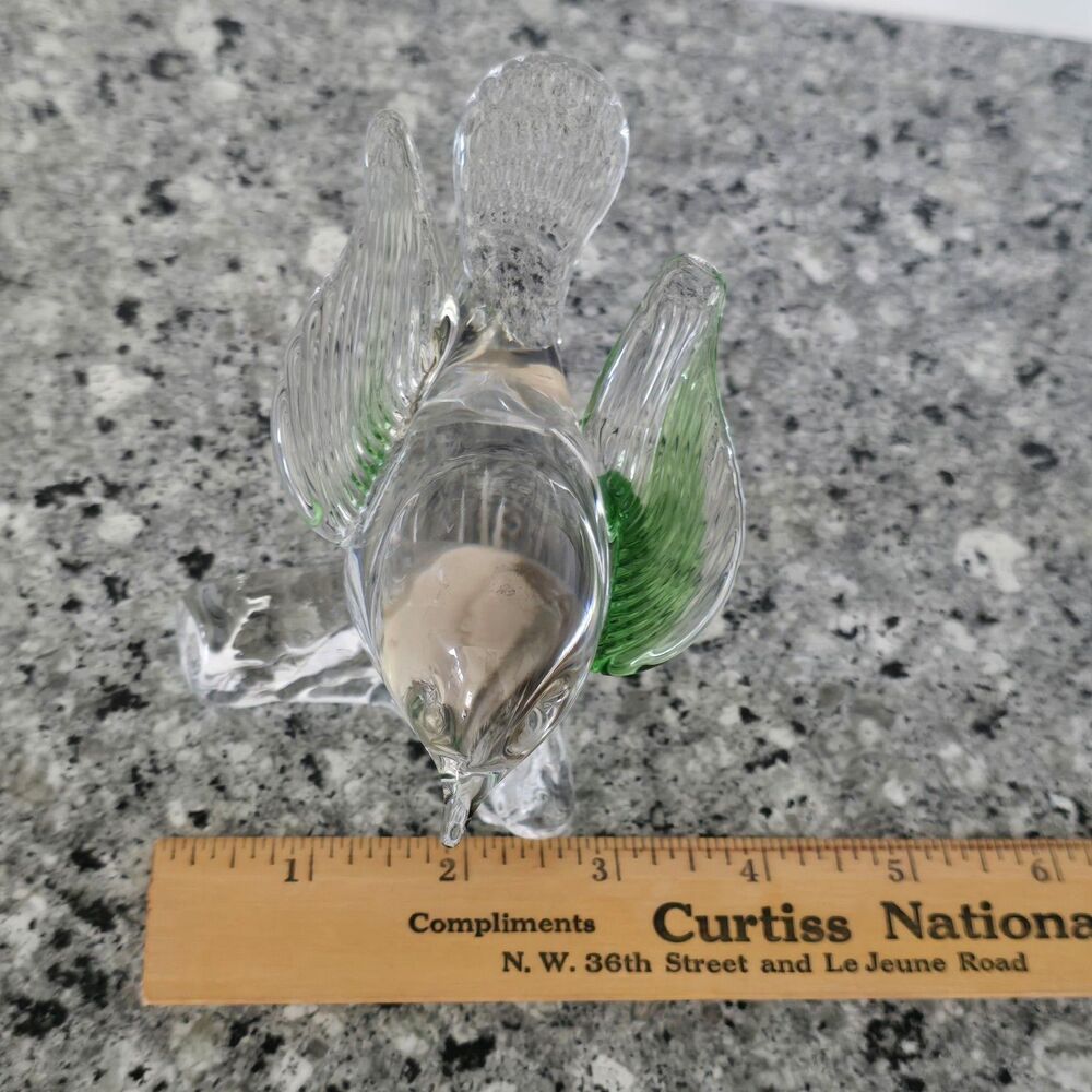 Arte Murano ICET Hand Blown Clear With Green Bird On Branch Figurine Venezuela‎ - Picture 7 of 8